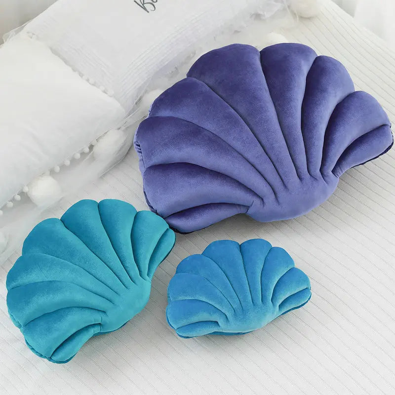 Velvet Shell Mermaid Cushion Plush Pillow Seashell Seashells - Tophatter Daily Deals