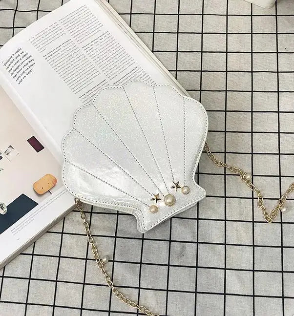 Irridescent Shell Bag Crossbody Shoulder Handbag Mermaid White Seashells - Tophatter Daily Deals