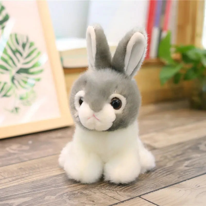 Bunny Rabbit Plush - Brown, Grey, White Stuffed Animal Toy Woodlands Grey Bunny Animals - Tophatter Daily Deals