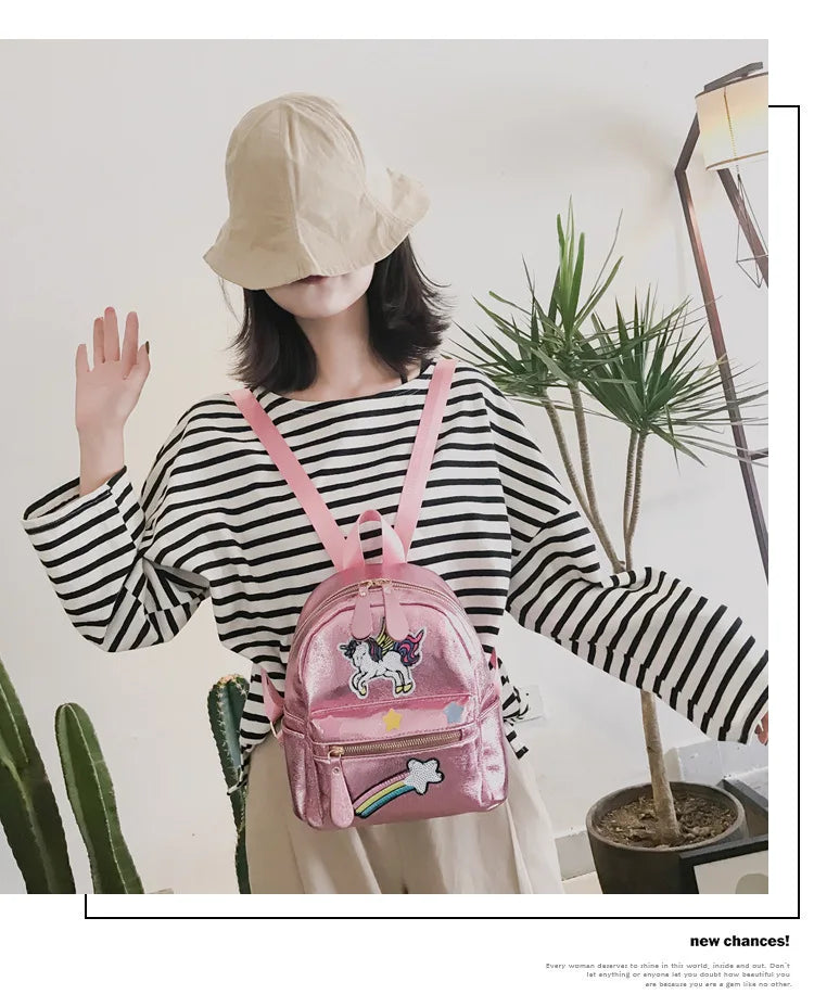 Holographic Backpack Unicorn Patches Rainbow Cloud Star Mythical - Tophatter Daily Deals