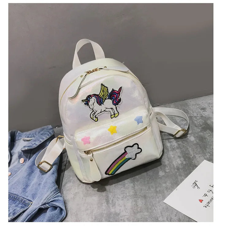 Holographic Backpack Unicorn Patches Rainbow Cloud Star Mythical - Tophatter Daily Deals
