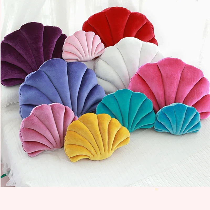 Velvet Shell Mermaid Cushion Plush Pillow Seashell Seashells - Tophatter Daily Deals