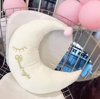 Candy Pink White Clouds Gold Dream Cloud Star Heart Moon Plush White Goodnight Moon - 42cm x 20cm Outer Space - Tophatter Daily Deals