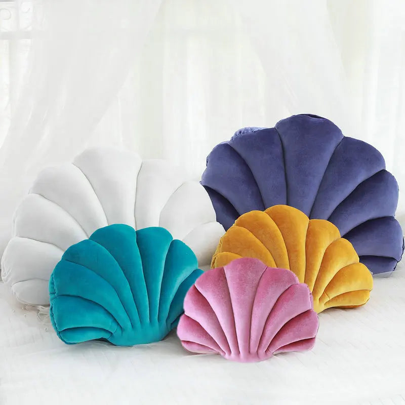 Velvet Shell Mermaid Cushion Plush Pillow Seashell Seashells - Tophatter Daily Deals