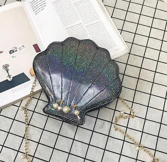 Irridescent Shell Bag Crossbody Shoulder Handbag Mermaid Black Seashells - Tophatter Daily Deals