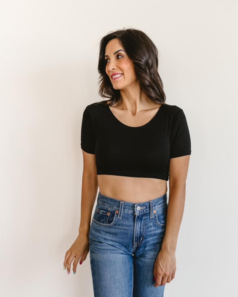 HALFTEE Layering Fashions Classic Boyfriend Halftee Black T-Shirt - Tophatter Daily Deals