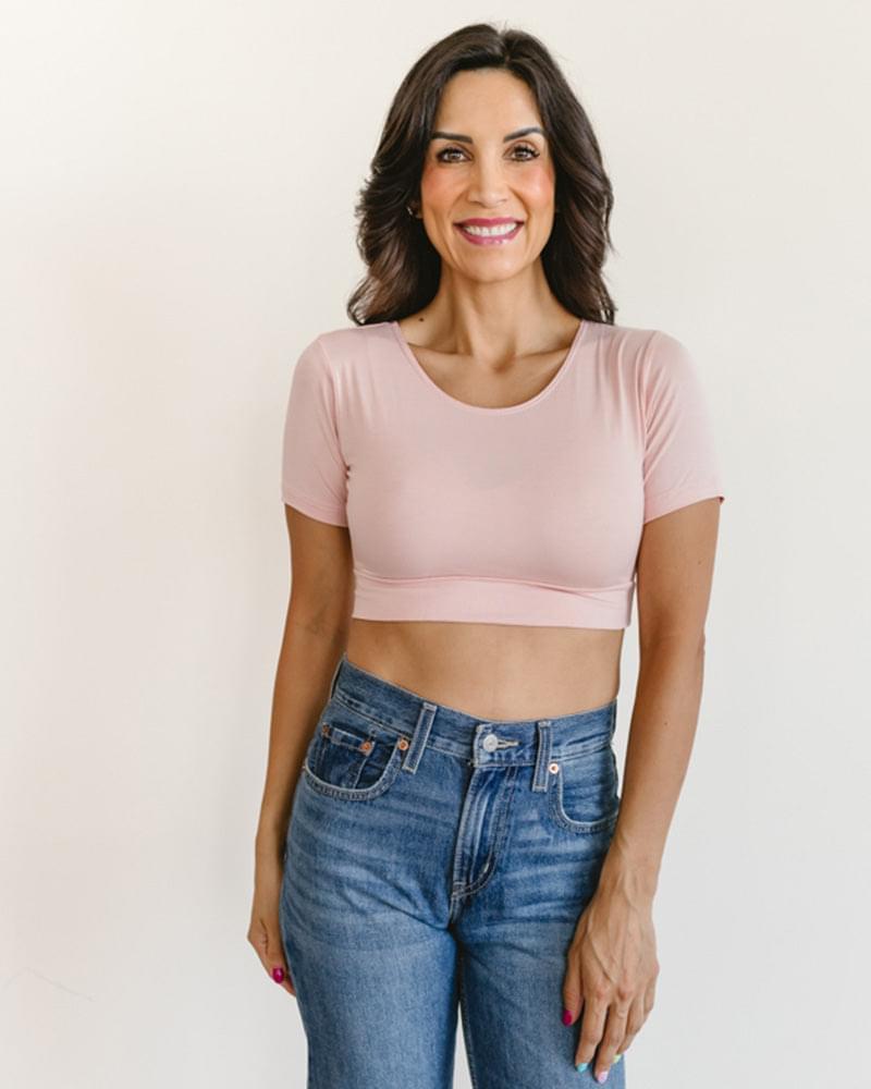 HALFTEE Layering Fashions Classic Boyfriend Halftee Blush T-Shirt - Tophatter Daily Deals