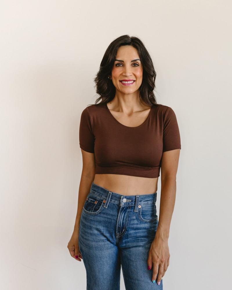 HALFTEE Layering Fashions Classic Boyfriend Halftee Brown T-Shirt - Tophatter Daily Deals