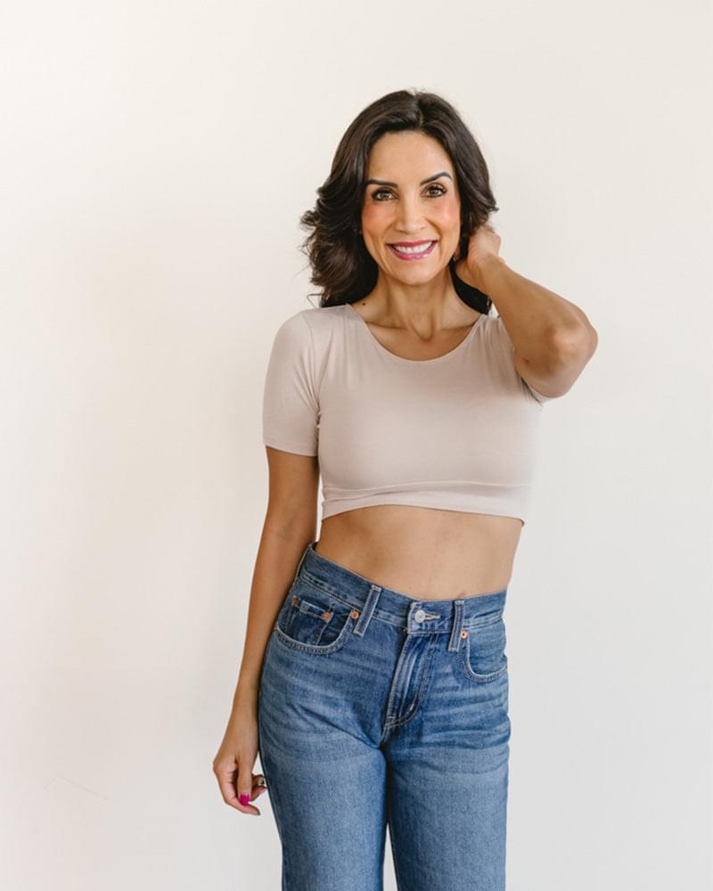 HALFTEE Layering Fashions Classic Boyfriend Halftee Nude T-Shirt - Tophatter Daily Deals