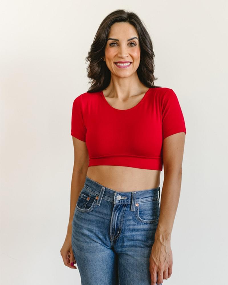 HALFTEE Layering Fashions Classic Boyfriend Halftee Red T-Shirt - Tophatter Daily Deals
