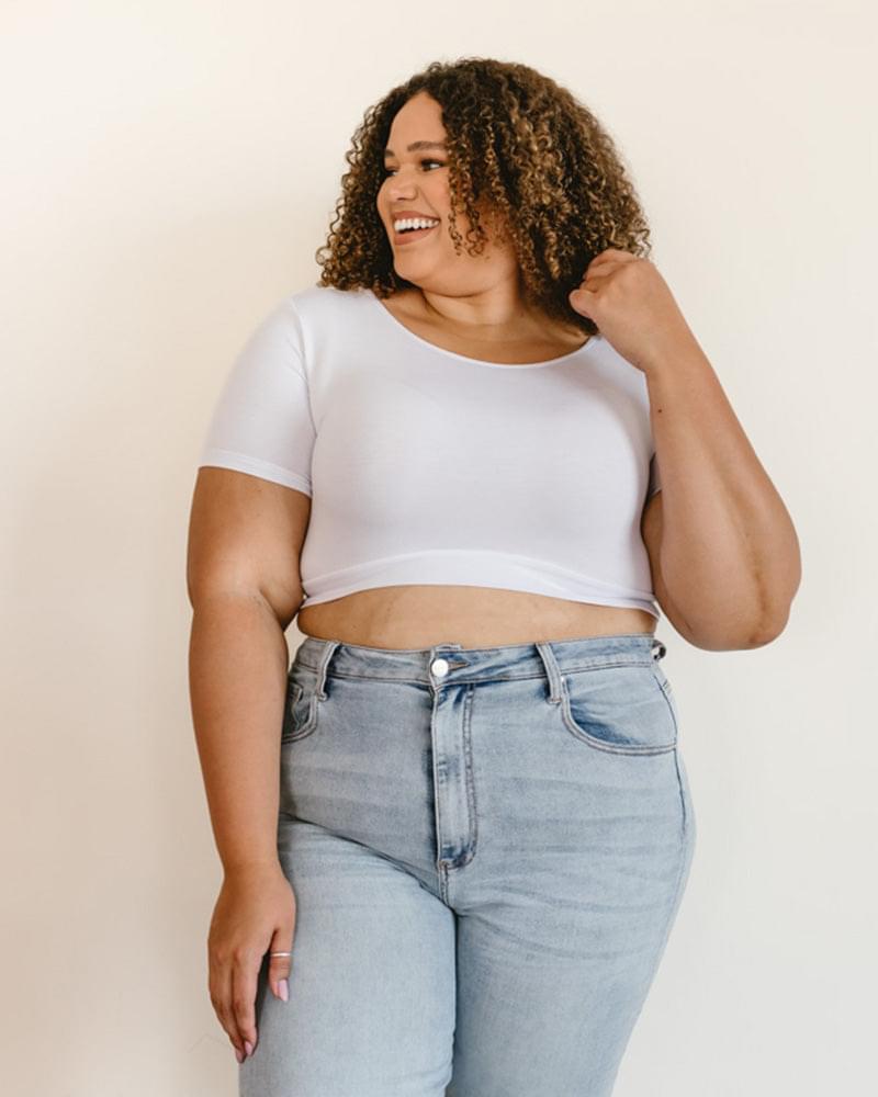 HALFTEE Layering Fashions Classic Boyfriend Halftee White T-Shirt - Tophatter Daily Deals