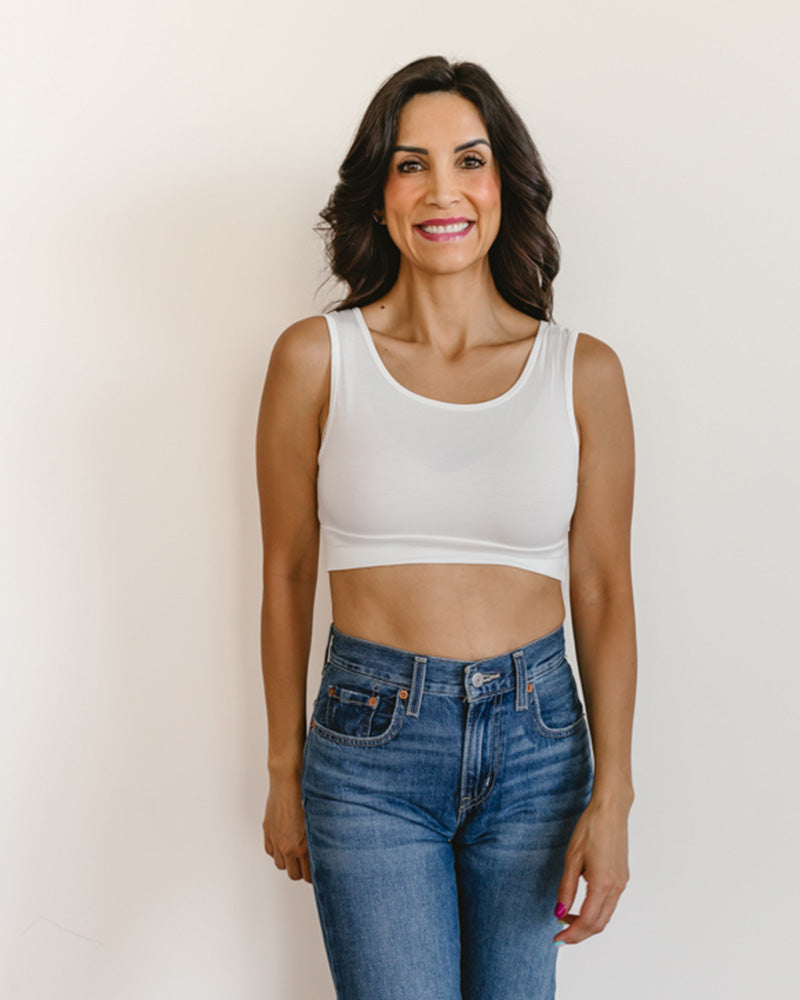 HALFTEE Layering Fashions Classic Wide Strap Tank Halftee Cream Tanks - Tophatter Daily Deals