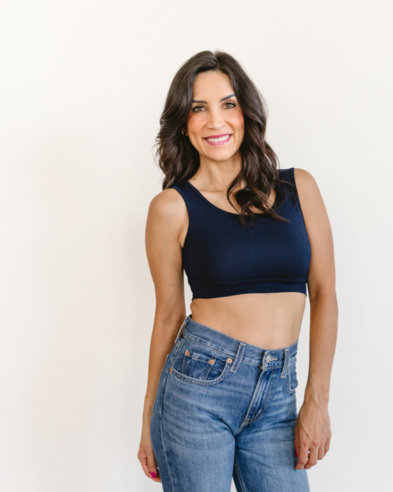 HALFTEE Layering Fashions Classic Wide Strap Tank Halftee Navy Tanks - Tophatter Daily Deals