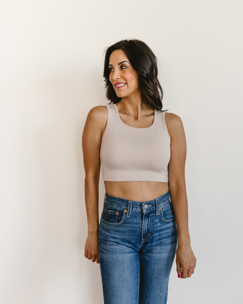 HALFTEE Layering Fashions Classic Wide Strap Tank Halftee Nude Tanks - Tophatter Daily Deals