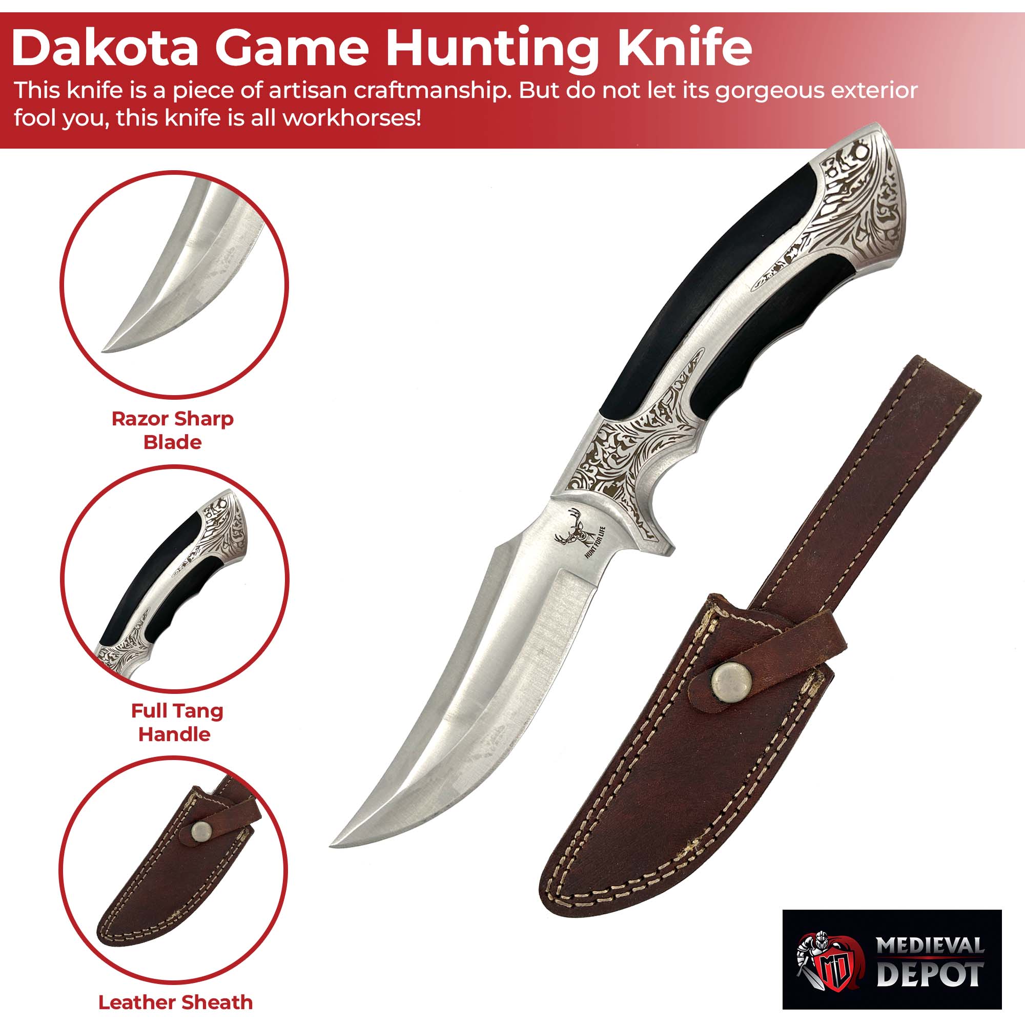 Hunt For Life™ Dakota Game Hunting Knife knives - Tophatter Daily Deals