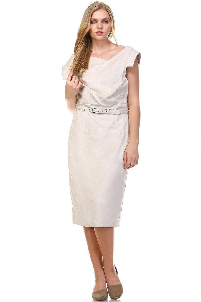 Women's Suede Draped Neckline Sleeveless Dress Almond Dresses / Midi - Tophatter Daily Deals