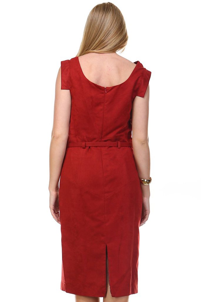 Women's Suede Draped Neckline Sleeveless Dress Dresses / Midi - Tophatter Daily Deals