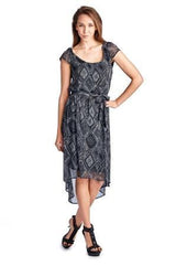 Women's Printed Chiffon High Low Dress Black 66 Dresses / Midi - Tophatter Daily Deals