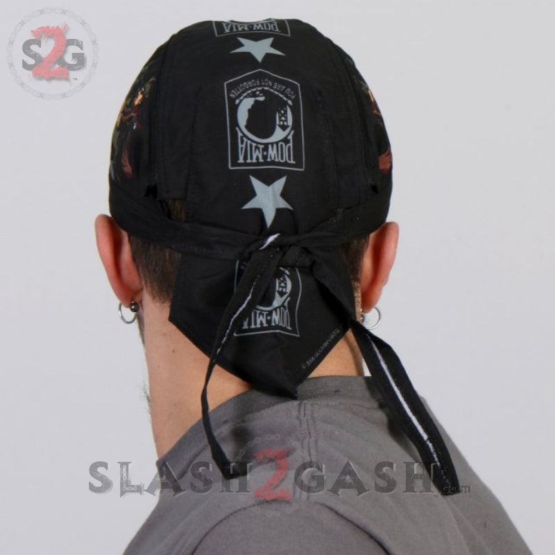 Hot Leathers Vets Dont Forget POW Headwrap Premium Biker Du-Rag Headwrap - Tophatter Daily Deals