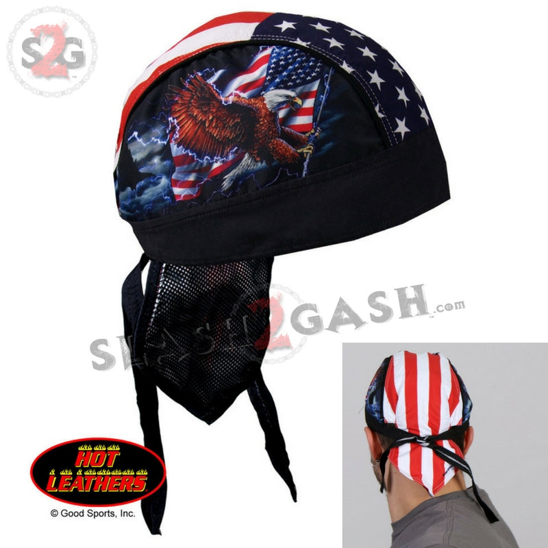 Hot Leathers Flag & Eagle Headwrap Premium Motorcycle Durag Headwrap - Tophatter Daily Deals