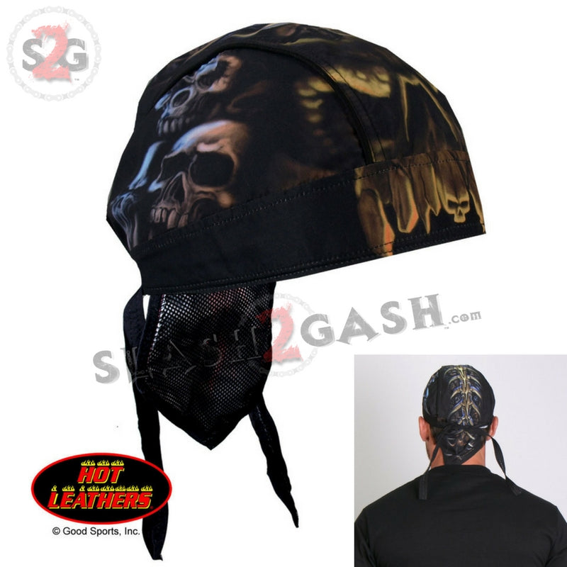 Hot Leathers Skull Cavern Headwrap Premium Motorcycle Durag Headwrap - Tophatter Daily Deals