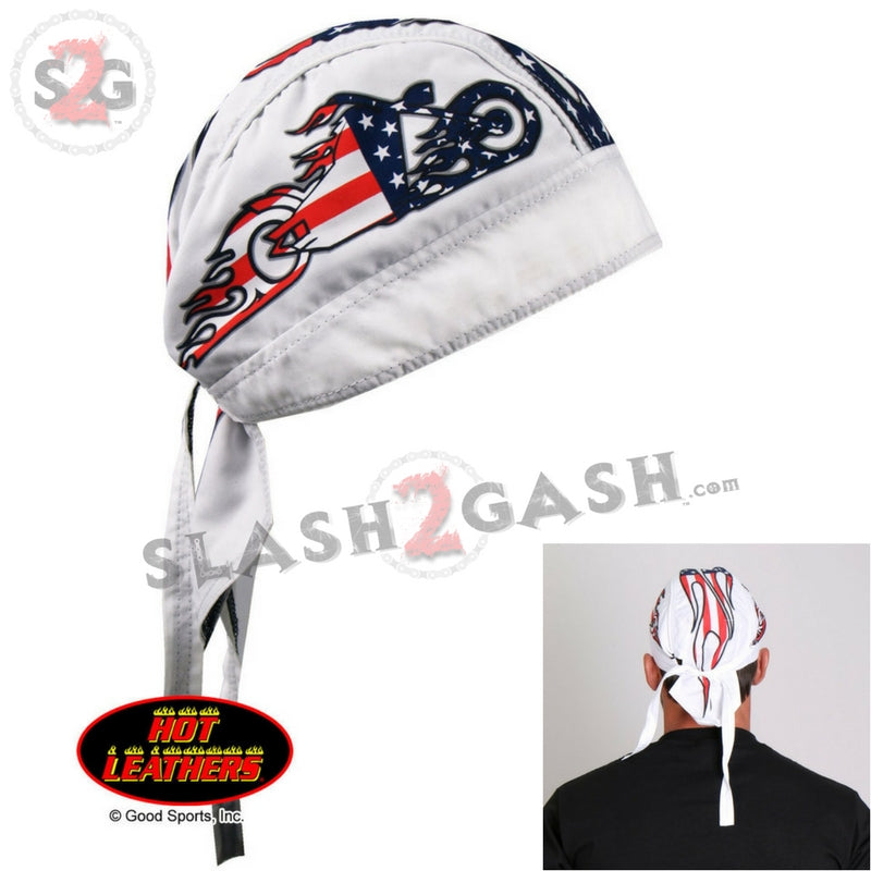 Hot Leathers American Bike Headwrap White Premium Durag Cap Headwrap - Tophatter Daily Deals