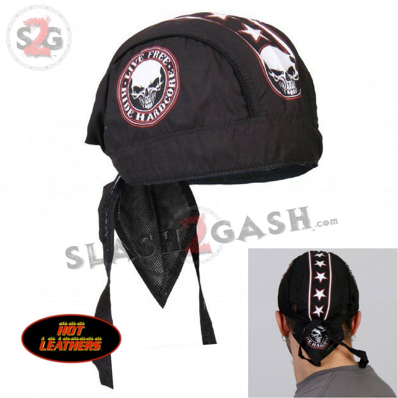 Hot Leathers Stencil Skull Headwrap Premium Biker Live Free Du-Rag Headwrap - Tophatter Daily Deals