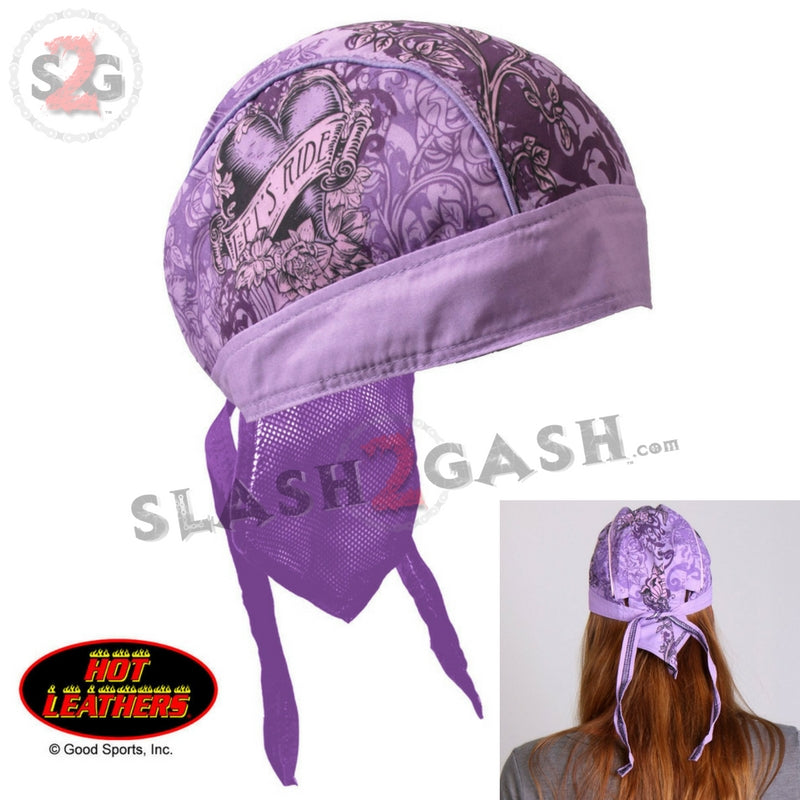 Hot Leathers Purple Stained Heart Headwrap Flower Premium Du-Rag Headwrap - Tophatter Daily Deals