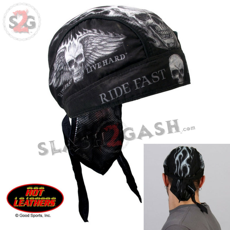 Hot Leathers Bad Scratch Headwrap Winged Skull Premium Biker Du-Rag Headwrap - Tophatter Daily Deals