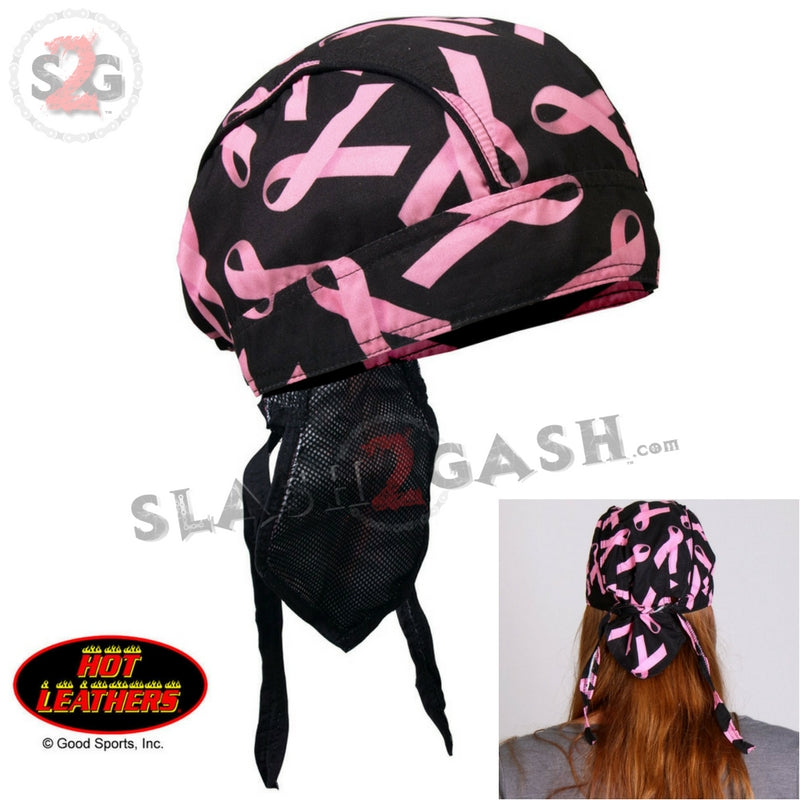 Hot Leathers Pink Ribbon Premium Headwrap Breast Cancer Biker Du-Rag Headwrap - Tophatter Daily Deals