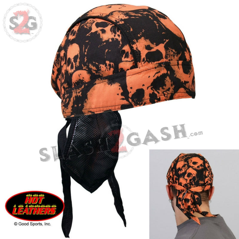 Hot Leathers Ancient Skulls Premium Headwrap Orange Biker Du-Rag Headwrap - Tophatter Daily Deals