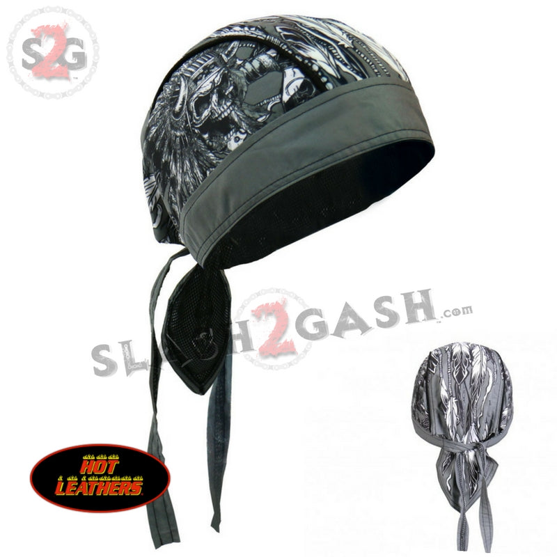 Hot Leathers Indian Chief Premium Headwrap Skull Headdress Biker Du-Rag Headwrap - Tophatter Daily Deals