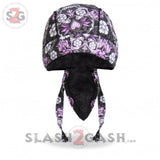Hot Leathers Sugar Skull Headwrap Roses & Flower Premium Du-Rag Headwrap - Tophatter Daily Deals