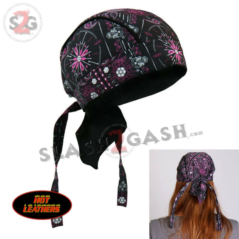 Hot Leathers Day of Dead Headwrap Paisley Sugar Skull Premium Du-Rag Headwrap - Tophatter Daily Deals