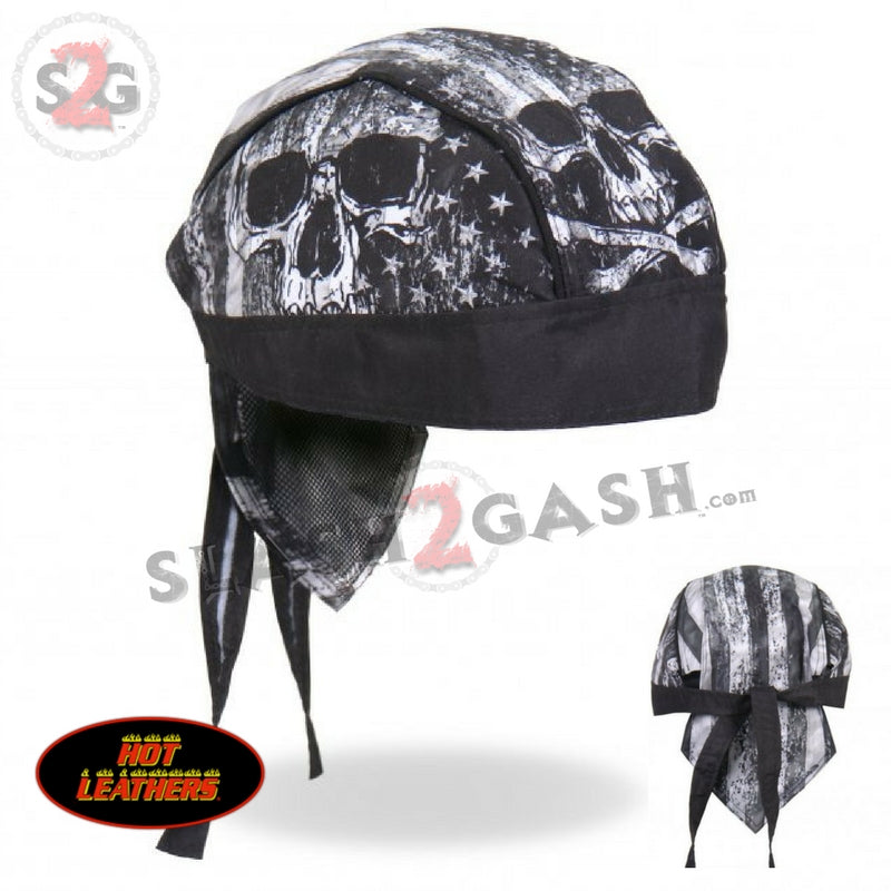 Hot Leathers Premium Headwrap - Flag Skull Motorcycle Durag Headwrap - Tophatter Daily Deals