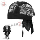 Hot Leathers Smokin Five Skulls Motorcycle Head Wrap Skull & Guns Durag Headwrap - Tophatter Daily Deals