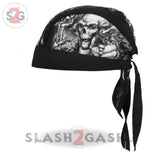Hot Leathers Smokin Five Skulls Motorcycle Head Wrap Skull & Guns Durag Headwrap - Tophatter Daily Deals