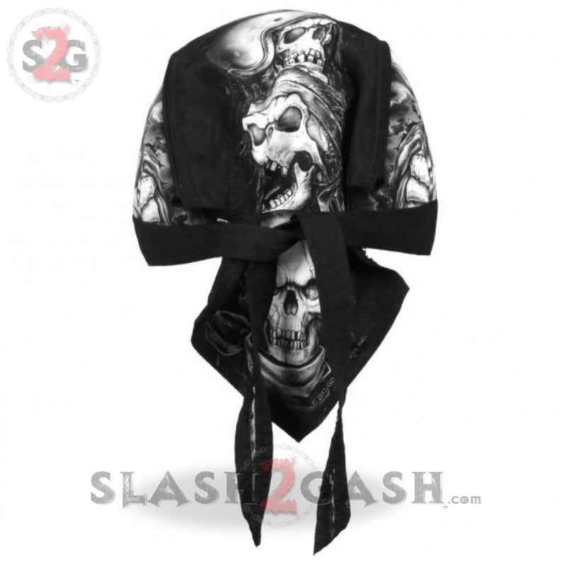 Hot Leathers Smokin Five Skulls Motorcycle Head Wrap Skull & Guns Durag Headwrap - Tophatter Daily Deals
