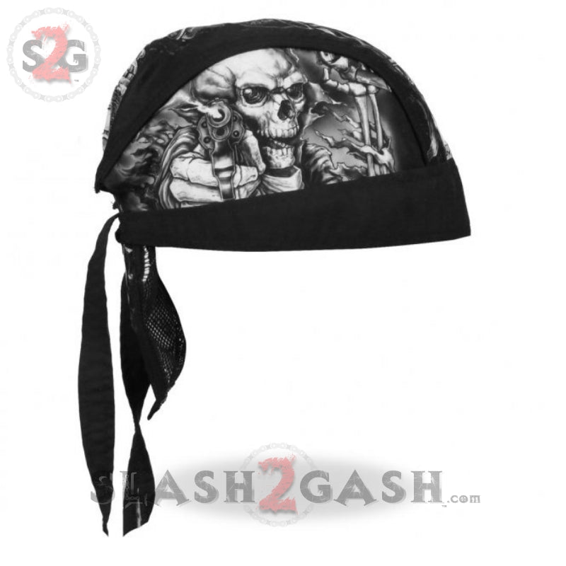 Hot Leathers Smokin Five Skulls Motorcycle Head Wrap Skull & Guns Durag Headwrap - Tophatter Daily Deals