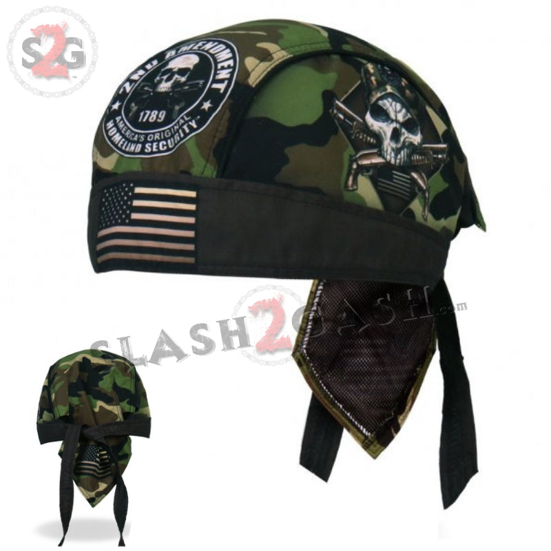 Hot Leathers 2nd Amendment Camo Skull Headwrap Premium Biker Du-Rag Headwrap - Tophatter Daily Deals