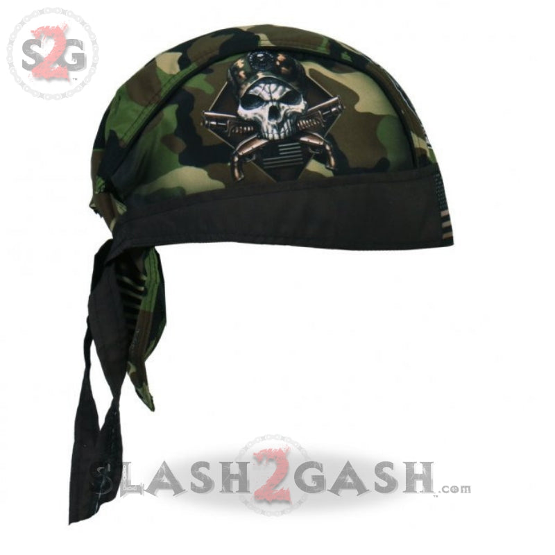 Hot Leathers 2nd Amendment Camo Skull Headwrap Premium Biker Du-Rag Headwrap - Tophatter Daily Deals