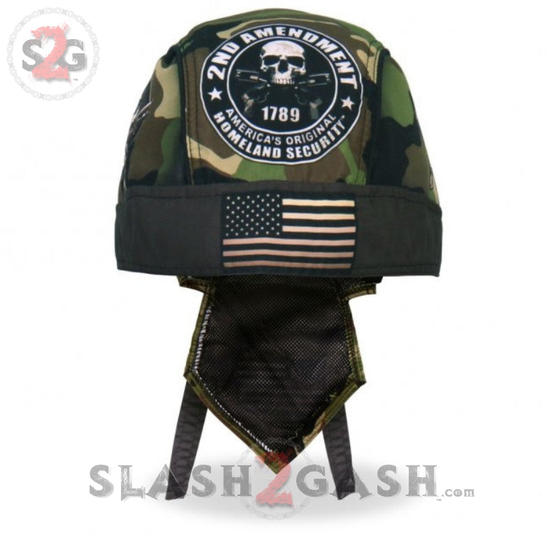 Hot Leathers 2nd Amendment Camo Skull Headwrap Premium Biker Du-Rag Headwrap - Tophatter Daily Deals