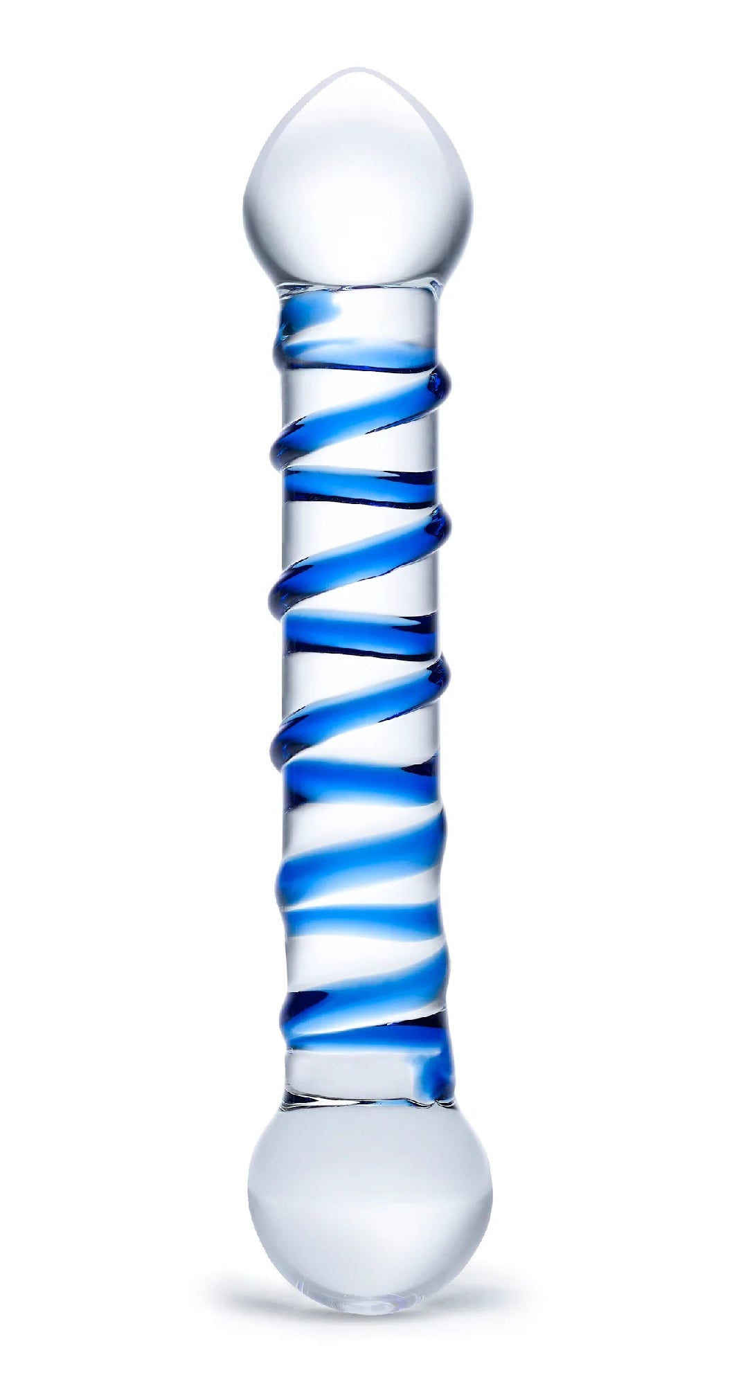 Glas 6.5 Inch Spiral Dildo with Blue Swirls > Glass > Dildos - Tophatter Daily Deals