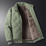 Windproof Men’s Jacket - Quilted Bomber Fleece Lined Hiking Green - Tophatter Daily Deals