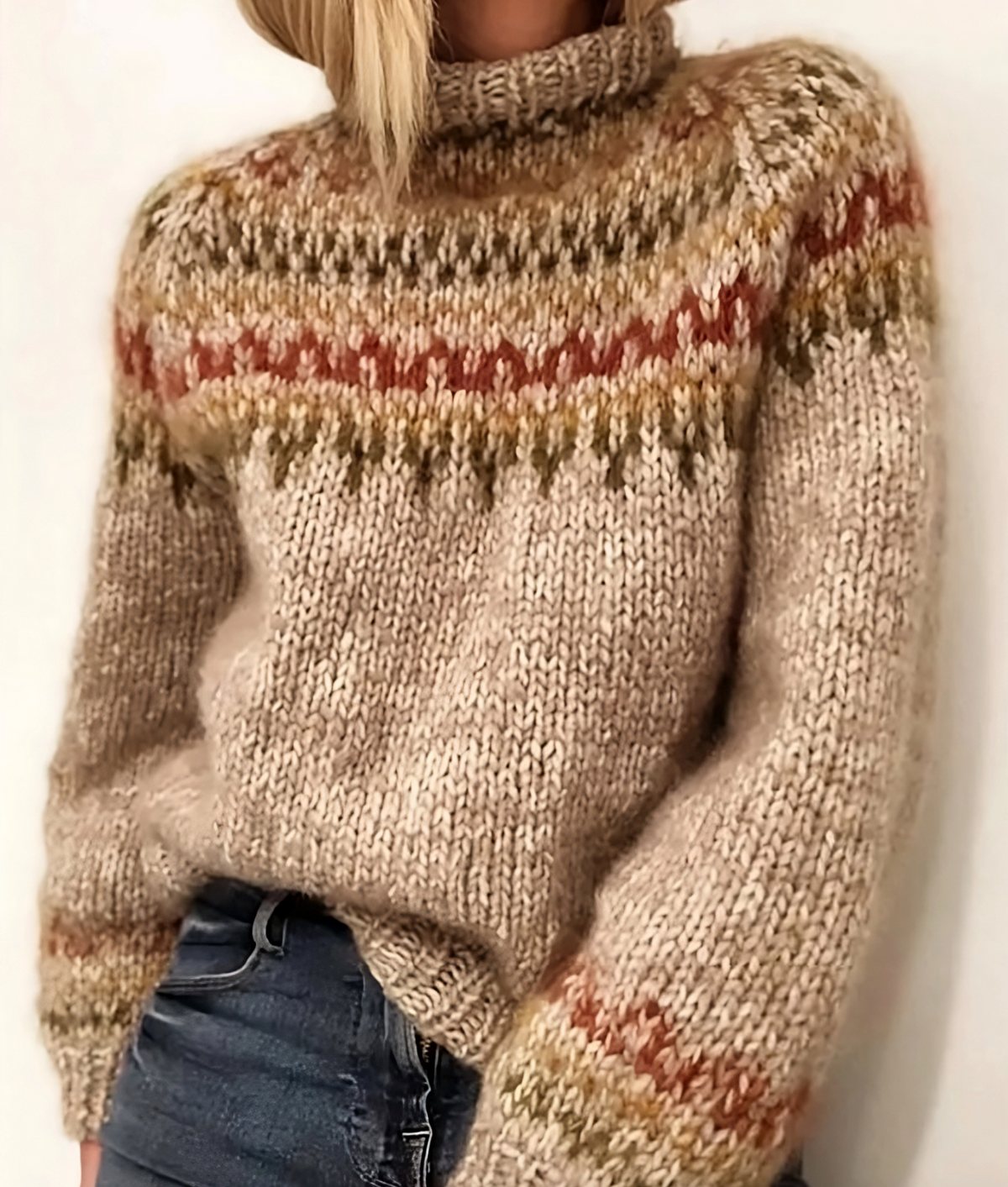 Insulating Women's Turtleneck Sweater - Cozy Wool Winter Beige - Tophatter Daily Deals