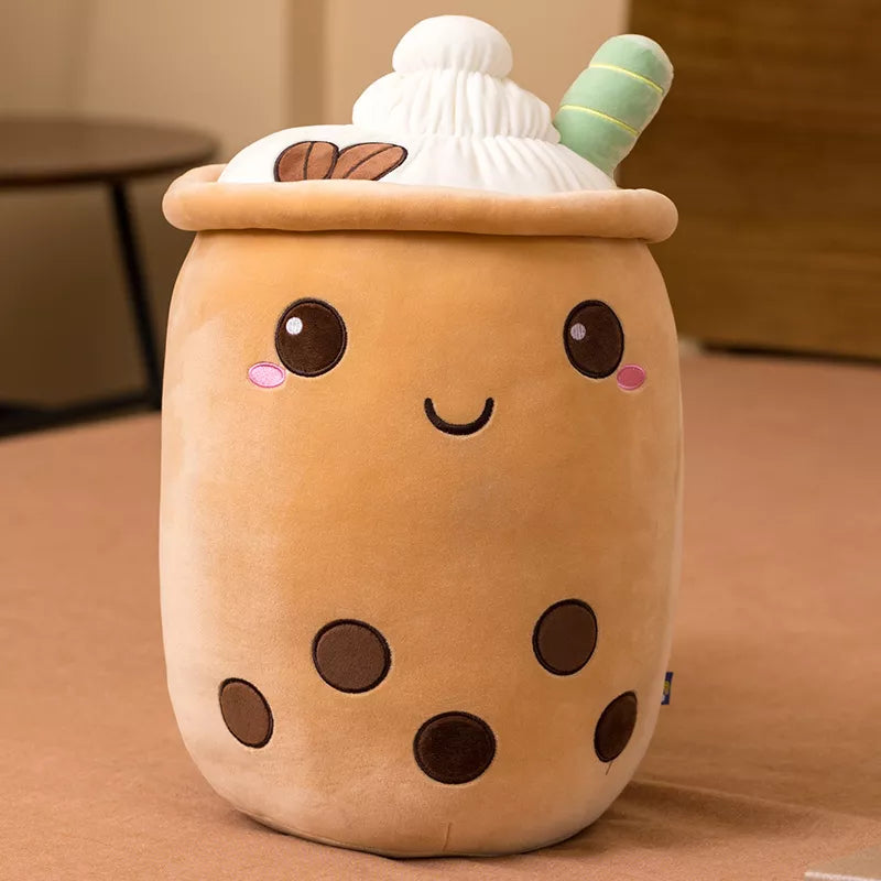 Cute Bubble Tea Plush Toy Stuffed Milk Tea Soft Boba Fruit Tea Cup Plushie Fruit Brown Food - Tophatter Daily Deals