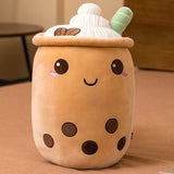 Cute Bubble Tea Plush Toy Stuffed Milk Tea Soft Boba Fruit Tea Cup Plushie Fruit Brown Food - Tophatter Daily Deals