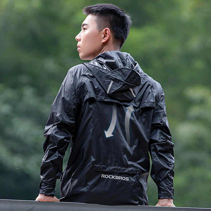 Waterproof Mens Cycling Jacket - Hooded, Nylon, For Rain - Tophatter Daily Deals