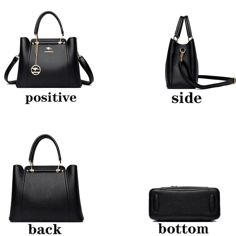 3-Layer Leather Shoulder Tote Crossbody Bag Apparel & Accessories > Handbags, Wallet's & Cases > Handbags > Shoulder Bags - Tophatter Daily Deals