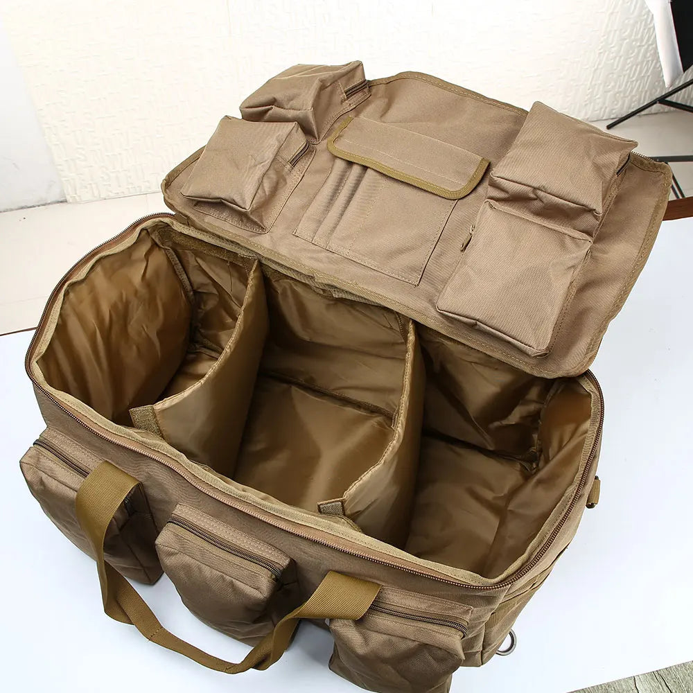 55L Tactical Duffel Backpack Travel Bag Khaki Duffel Bags - Tophatter Daily Deals